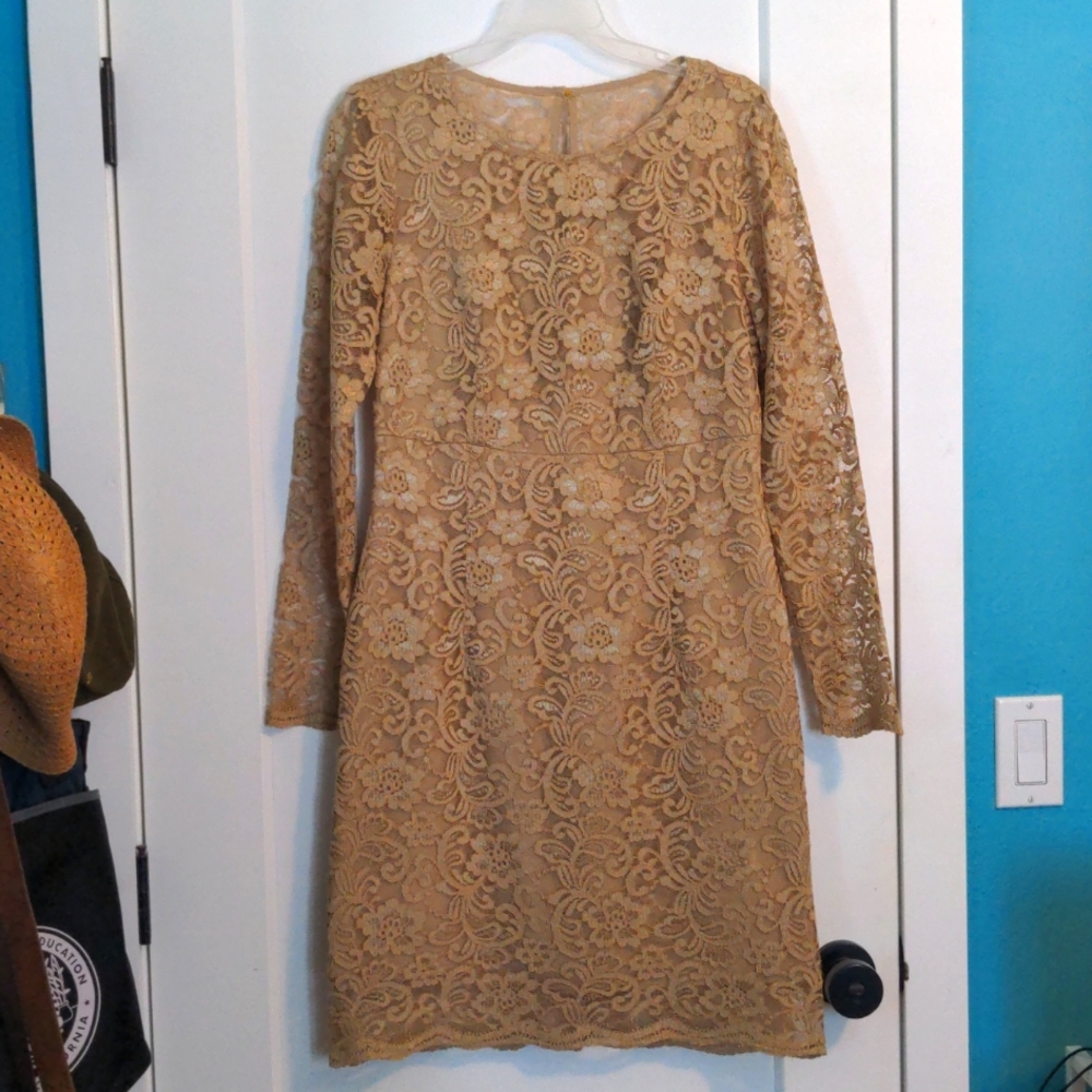 Nanette gold lace cocktail dress